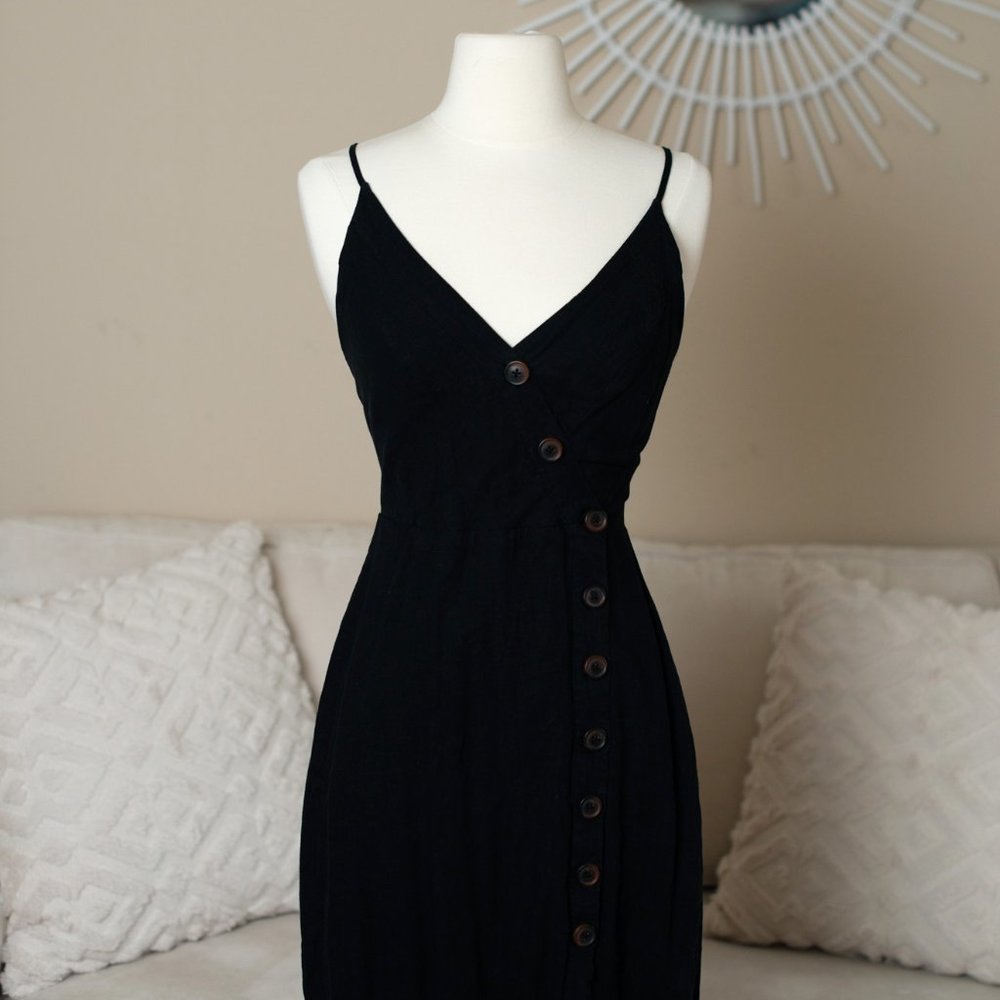 Urban Outfitters Amber Linen Dress in Black